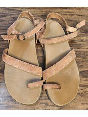 Chaco Tulip Leather Sandals Toffee Brown Sz 10 Outdoor Beachy Boho Hippie Earthy